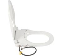 Siège de WC avec bidet - Pour WC allongés - Double buse - Nettoyage des fesses et des parties intimes - Sans alimentation électrique - Entraxe des trous : 11,4–16,3 cm - Blanc