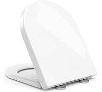 Siège de WC avec fermeture en douceur et réduction du bruit - montage simple - facile à nettoyer - articulations réglables à 360 degrés - assise en forme de D