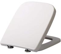 Siège de WC avec système d'abaissement progressif, fixation rapide, plastique thermodurci, fermeture en douceur, revêtement antibactérien, blanc