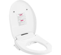 Siège de WC bidet électrique Smart - Forme allongée - Siège chauffant - Télécommande - Veilleuse LED - Nettoyage à l'eau chaude - Prise UE 220 V - Blanc