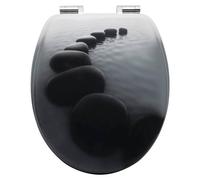 Siège de WC en bois - Fermeture douce - Noir - Bois massif