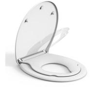 Siège de WC familial avec assise, siège de WC blanc en forme de O avec assise, siège de WC facile à nettoyer avec système de déverrouillage rapide