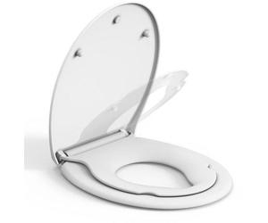 Siège de WC familial avec assise, siège de WC blanc en forme de O avec assise, siège de WC facile à nettoyer avec système de déverrouillage rapide
