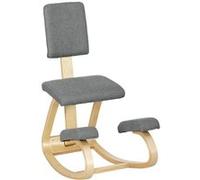 Siège assis genoux - HOMCOM - en bois à bascule - pour bureau à domicile - gris