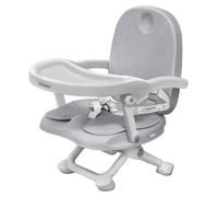 Siège haute multifonctionnel 3-en-1 - Chaise de repas portable - Plateau amovible - Coussin confortable - 4 hauteurs réglables - Plastique - Gris