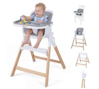 Siège haute pour bébé 4 en 1 de COSTWAY, chaise haute pour enfant avec plateau, siège pour bébé avec repose-pieds, coussin de siège, ceinture de sécurité pour bébés de 6 à 36 mois, couleur grise