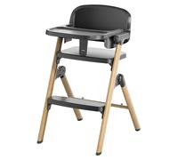 Siège haute pour bébé - Chaise haute pliable - Siège booster portable - Plateau amovible - Rembourrage étanche - Repose-pieds réglable - Noir