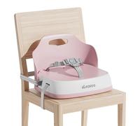 Siège portable pour bébé - Rehausseur - Ceinture de sécurité à 3 points - 2 sangles de fixation réglables - Coussin de siège imperméable et lavable - Idéal pour la maison et en déplacement - Rose
