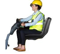 Siège pour tracteur, capacité de charge de 100 kg, réglage en hauteur de 15 cm, dimensions 44,5 x 35,5 x 33,5 cm, poids 4,6 kg, options de vis de montage de 14 à 25 cm