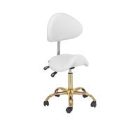 Physa Physa Mannheim White_Gold Siège Selle - 51-65 cm - 150 kg - Blanc/doré siège Selle de Cheval Tabouret à roulettes Tabouret de Bureau