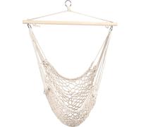 Siège suspendu Outdoor blanc, balançoire en filet de coton pour le camping et le jardin, max. 160kg
