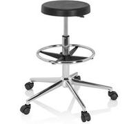 Siège technique / Tabouret technique / pivotant TOP WORK 14 I en mousse rigide, chromé noir hjh OFFICE Noir G