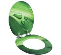 vidaXL Siège de toilette Couvercle Soft-Close MDF vert Design goutte d'eau