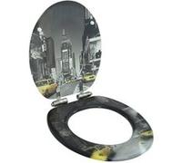 vidaXL Siège WC Couvercle à Fermeture en Douceur Siège de Toilette Cuvette Siège Lunette Abattant Salle de Bains Maison Salle d'Eau New York MDF