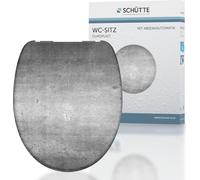 Siège WC SCHÜTTE INDUSTRIAL GREY, abattant de WC en plastique thermodurci avec fermeture automatique, lunette de WC, siège de toilette