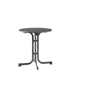 SIEGER Table de Boulevard Pliante avec Plaque Mecalit-Pro. Dimensions du Plateau : env. 70 cm de diamètre, Gris Fer/Ardoise Anthracite