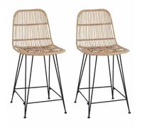 Sièges de bar - Tabouret de bar 2 pcs - vidaXL - rattan et acier - naturel - 44 x 54 x 96 cm - repose-pieds 6815264