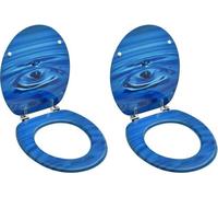 Sièges de toilette avec couvercle 2 pcs MDF Bleu Gouttes d'eau
