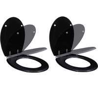 Sièges de toilette avec couvercles 2 pcs MDF Noir