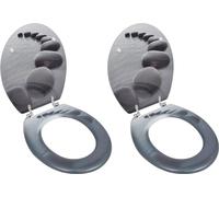 Sièges de toilette avec couvercles 2 pcs MDF Pierres