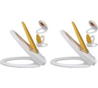 Sièges de toilette et couvercles 2 pcs Plastique Blanc et jaune
