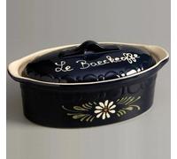 Siegfried Terrine Ovale 37cm Bleu Decor Fleurs Blanches 134D6