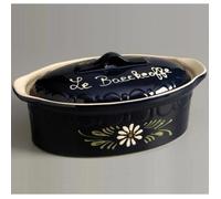 Siegfried Terrine ovale 37 cm bleu décor fleurs blanches - 134d6