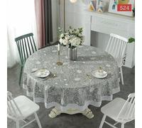 SIEKEO Nappe Ronde en PVC Doux Imperméable 180-220 cm, Motif Géométrique, Toile Cirée pour Salle à Manger et Salon, Tapis Décoratif pour la Maison (E, diamètre 200cm)