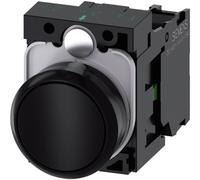 Siemens 3SU11000AB101BA0 3SU1100-0AB10-1BA0 Bouton-poussoir collerette plastique, actionneur plat noir 1 pc(s)