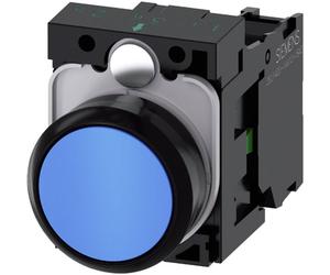 Siemens 3SU11000AB501BA0 3SU1100-0AB50-1BA0 Bouton-poussoir collerette plastique, actionneur plat bleu 1 pc(s)
