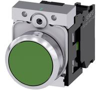 Siemens 3SU11500AB401BA0 3SU1150-0AB40-1BA0 Bouton-poussoir collerette métal, finition brillante, actionneur plat vert 1 pc(s)