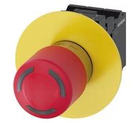 Siemens 3SU1152-1GB20-3PW0 Bouton d'arrêt d'urgence, lumineux, diamètre 22 mm, rond, métal, brillant, rouge, 30 mm, module LED 24 V rouge