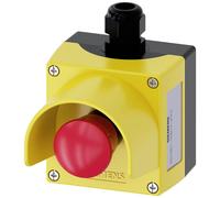 Siemens 3SU18510NB104GC2 3SU1851-0NB10-4GC2 Boîtier pour montage au sol, avec étiquette 1 bouton rouge décrochage par rotation