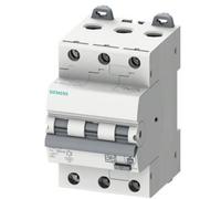 Disjoncteur différentiel Siemens, 6 kA, 3 pôles, type A, 30 mA, caractéristique B, courant nominal : 16 A, tension nominale : 400 V, 5SU13366FP16