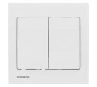 SIEMENS - Double Va et Vient Blanc Delta Iris + Plaque basic Blanc
