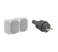 SIEMENS - Étanche Double Prise 2P+T gris & Prise electrique male - Fiche electrique - Prise male - Prise male 220 V - Fiche male - Fiche electrique male - Fiche Male Caoutchouc