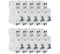 SIEMENS - Lot De 10 Disjoncteurs Électriques Phase + Neutre 10A