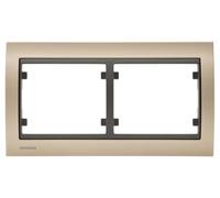 SIEMENS - Plaque Double Horizontal Métal Champagne Delta IRIS