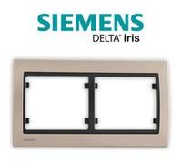 Siemens - plaque double horizontal métal champagne