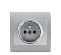 SIEMENS - Prise 2P+T Silver Delta Iris - Plaque Basic Silver