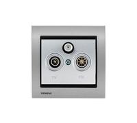 Siemens - Prise 2p+t Silver Delta Iris + Plaque Métal Alu Silver