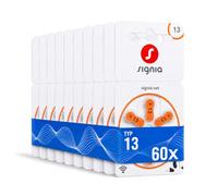 Siemens SIGNIA Lot de 60 piles pour appareils auditifs type 13 (orange) | Fabriqué en Allemagne, sans mercure et anti-fuite, approuvé sans fil. 1,45 V Zinc-Air pour tous les appareils auditifs