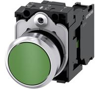 Siemens Bouton-poussoir 3SU1150-0AB40-1BA0 - collerette métal, brillant, actionneur plat vert