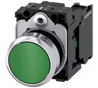 Siemens Bouton-poussoir 3SU1150-0AB40-1BA0 - collerette métal, brillant, actionneur plat vert