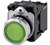 Siemens Bouton-poussoir lumineux 3SU11520AB401BA0/3SU1152-0AB40-1BA0, à rappel, actionneur plat, vert