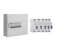 SIEMENS - Tableau électrique pré-équipé 1 rangée 13 modules 6 disjoncteurs 1 interrupteur différentiel & Lot de 5 Disjoncteurs électriques phase + neutre 16A
