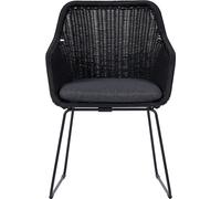 Sif chaise de jardin polyrattan avec coussin noir, gris.