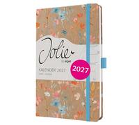SIGEL 7J807 Agenda semainier Jolie 2027-1 an - environ A5 - Blue Floral Serenity - 2 pages = 1 semaine - couverture rigide - 80 g/m² - brun/bleu/rouge/orange - 174 p. - certification FSC