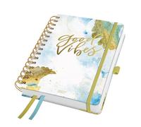 SIGEL Agenda à spirale Jolie 2027 A5 couverture rigide | 7J606, calendrier, planificateur, organisateur, certifié FSC, bleu clair, or, blanc