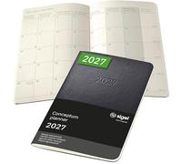 SIGEL Agenda cahier mensuel Conceptum 2027 A6 couverture souple | C2785, noir, pour planification claire des rendez-vous, des tâches et des notes